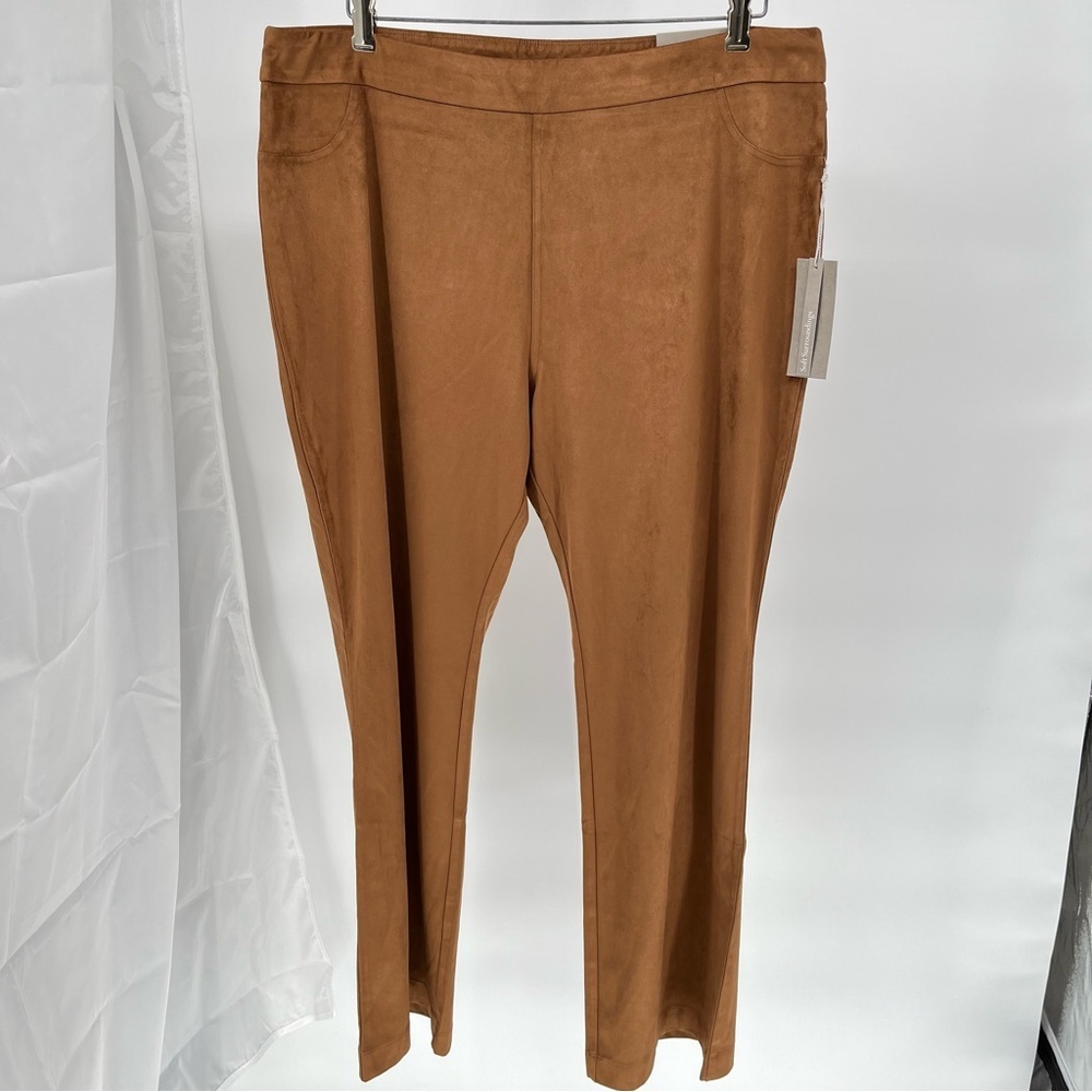 Soft Surroundings Womens NEW Faux Suede Pants Size 18 Bootcut Pull On - Picture 3 of 13